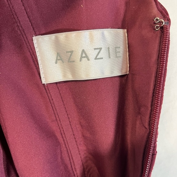 Azazie Grace Cabernet A-Line Pleated Chiffon Dress Tank Style Pleats Size A0 - Picture 13 of 15